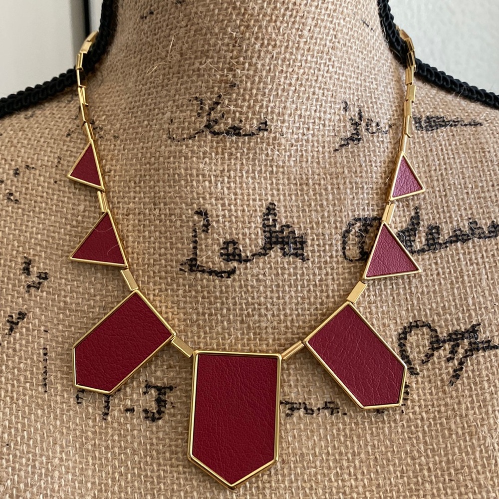NWOT House Of Harlow 1960 | Red 14k Gold Plated Leather Necklace